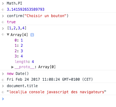 Exemples de code Javascript dans la console - Toutjavascript.com