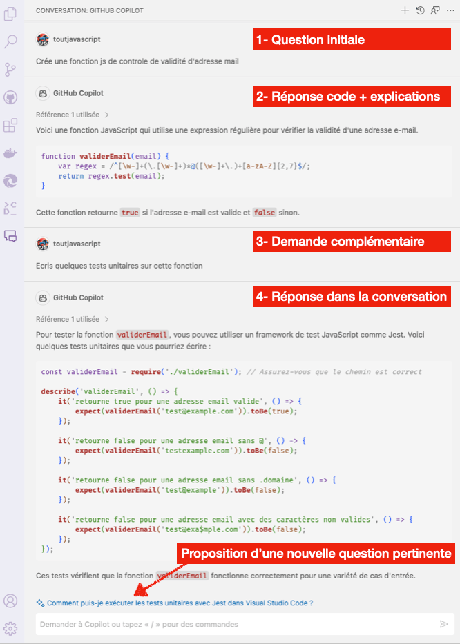 Une discussion JavaScript avec GitHub Copilot