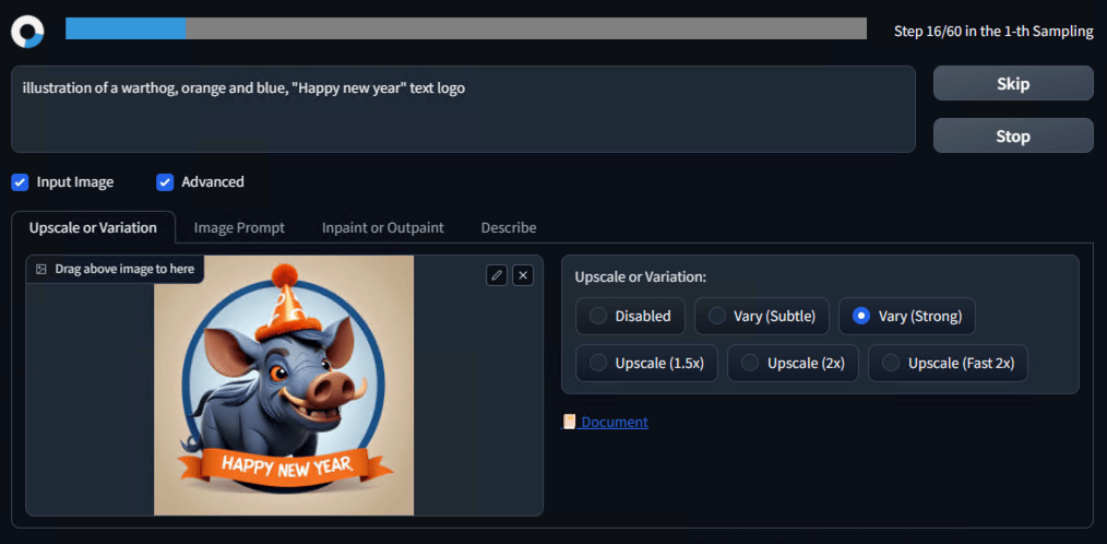 Activation du menu Input Image