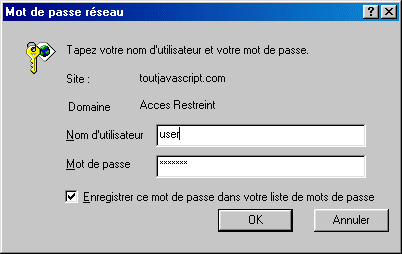 Authentification d'un utilisateur